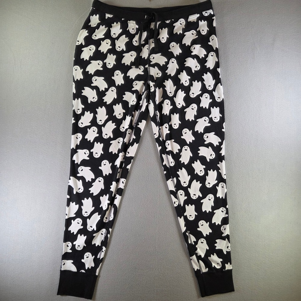 Hanna Andersson Ghost Print Organic Cotton Pajama Pants Black White XL Halloween